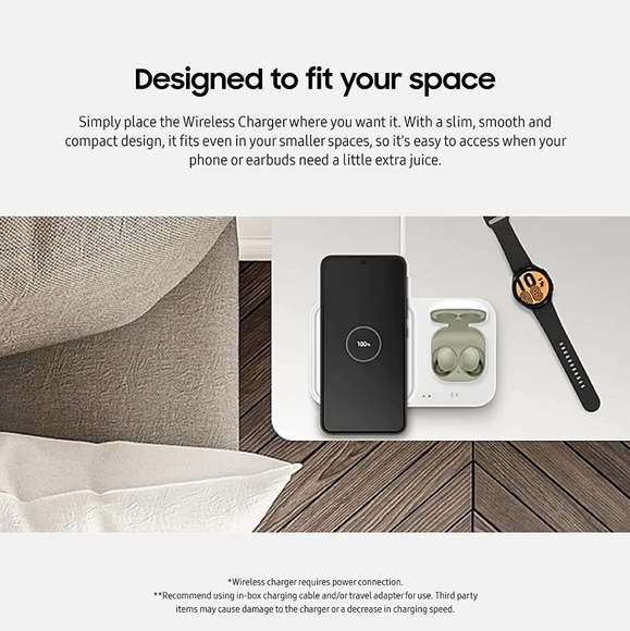 Samsung 15W Wireless Charger Duo w/ USB C Cable Black New - Picture 5 of 5